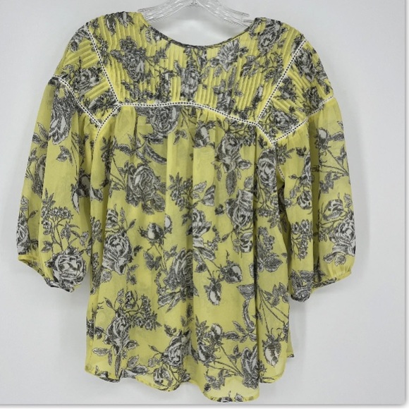 Ivy Jane Peasant Boho Cottagecore Blouse Embroidered Cutout Trimmed SZ Small - Picture 2 of 4